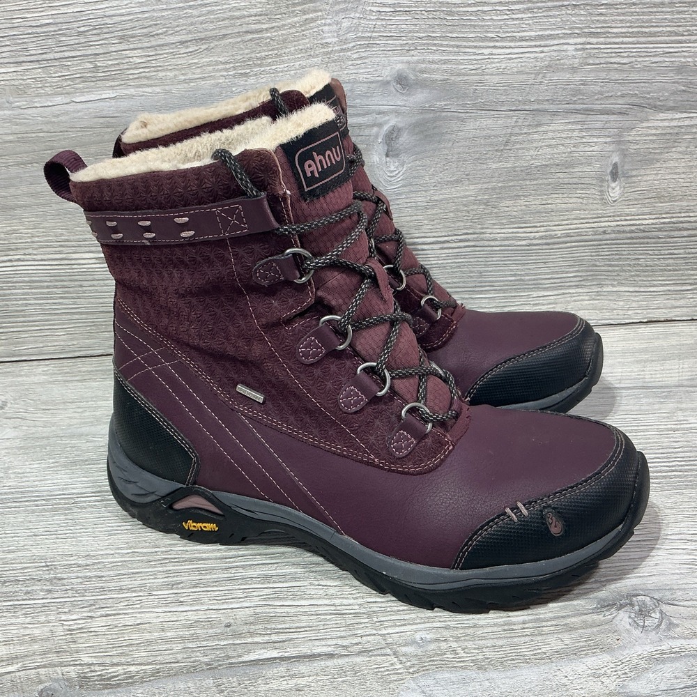 Ahnu Twain Harte Women's Insulated Leather Hiking Boots Waterproof Purple 9.5 US
